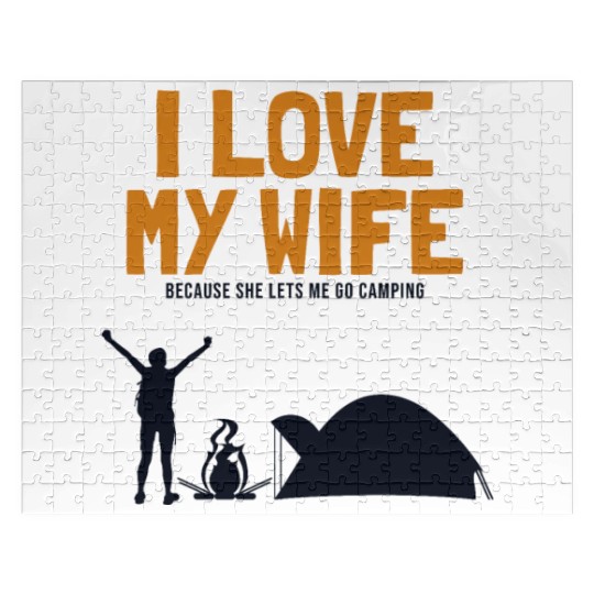 I love my Wife Camping Glamping Backpacking Jigsaw Puzzles