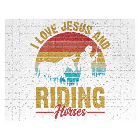 I Love Jesus And Riding Horses Riding Woman Horseb Jigsaw Puzzles