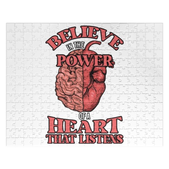 Inspirational Mental Health Quote Heart Brain for Jigsaw Puzzles