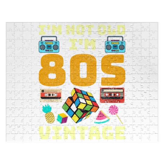 80s Vintage Vibes - Retro Design with Neon Colors Jigsaw Puzzles