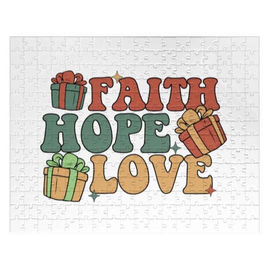 Faith Hope Love Religious Family Christmas Jigsaw Puzzles