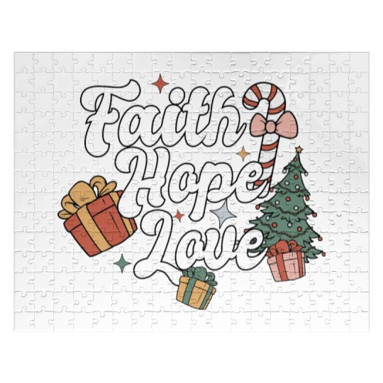 Faith Hope Love Religious Family Christmas Jigsaw Puzzles