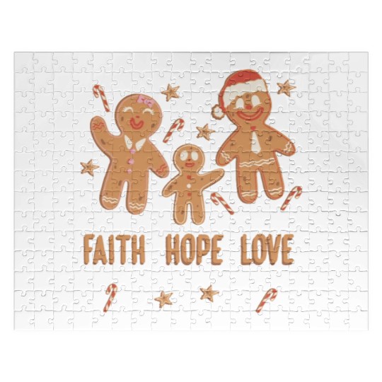 Gingerbread Man Faith Hope Love Religious Jigsaw Puzzles