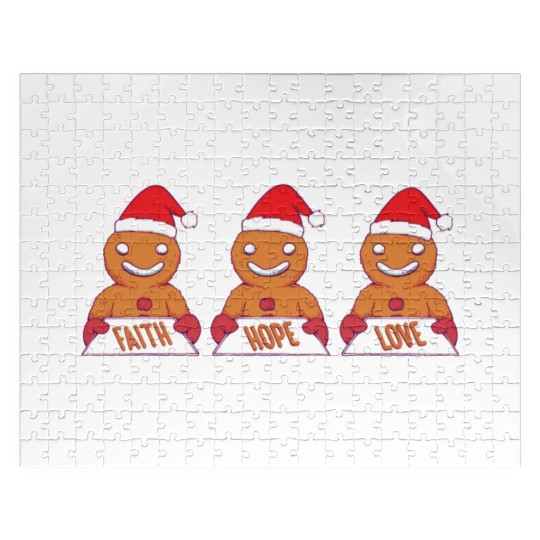 Gingerbread Man Faith Hope Love Religious Jigsaw Puzzles