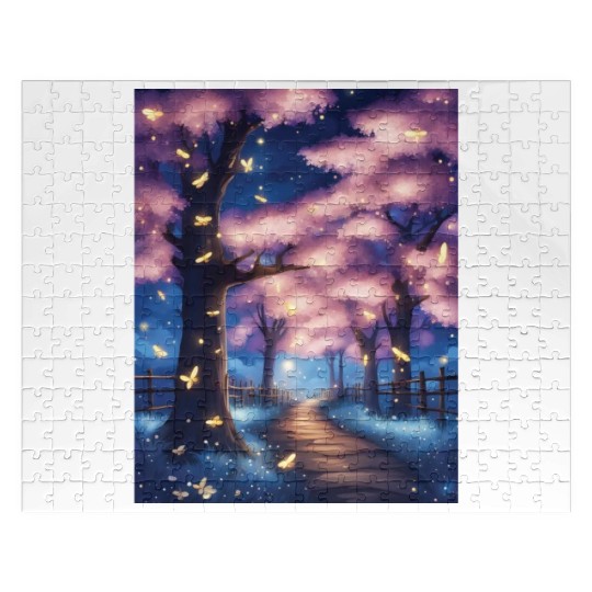 Fireflies In Cherry Blossom Trees Jigsaw Puzzles