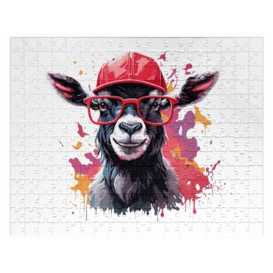 goat animal art I cool cute goat Jigsaw Puzzles