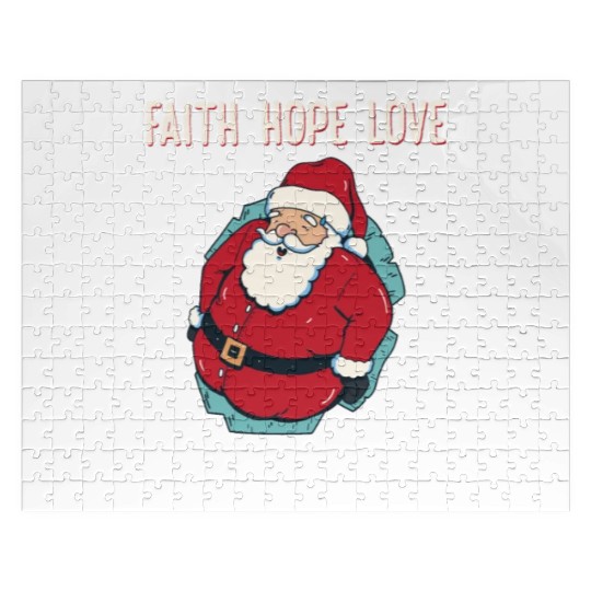 Faith Hope Love Religious Family Christmas Santa Jigsaw Puzzles