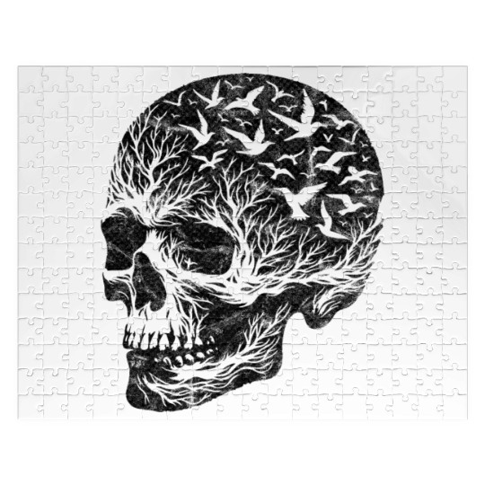Vintage Skull Graphic Halloween Gothic Emo Jigsaw Puzzles