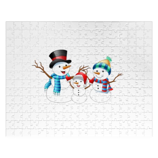 Snowman Family Chill Out and Let it Snow Fan Jigsaw Puzzles