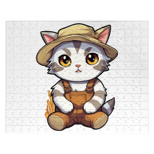 Kawaii Cat Farmer Agriculturist Farming Cute Anime Jigsaw Puzzles