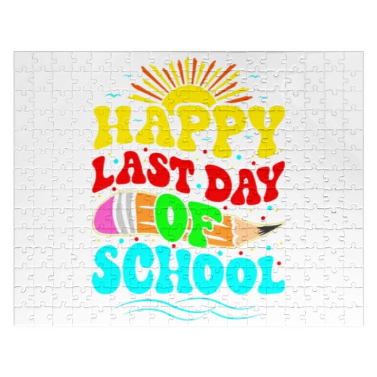 Happy Last Day Of School Teacher Students Groovy Jigsaw Puzzles