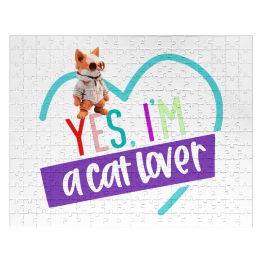 YES, I'M A CAT LOVER, cat, space cat, Pet lovers Jigsaw Puzzles