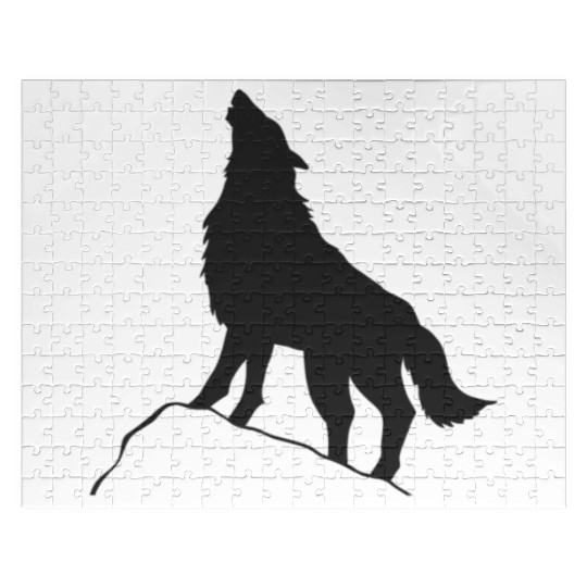 Howling Wolf Silhouette Jigsaw Puzzles