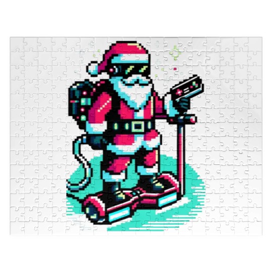 Witty 8-Bit Cyberpunk Santa Jigsaw Puzzles