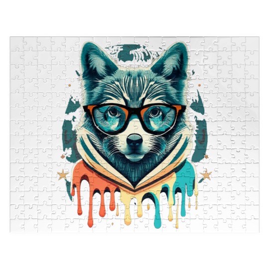 Hipster Wolf Drip Jigsaw Puzzles