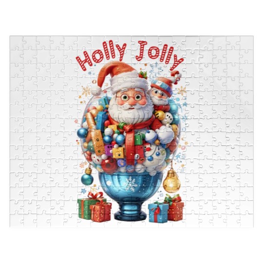 Holly Jolly bubble Santa Jigsaw Puzzles