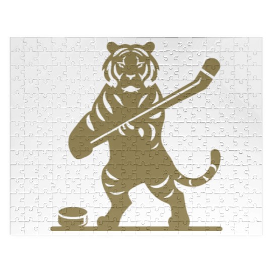 Tiger Hockey Player Silhouette Jigsaw Puzzles