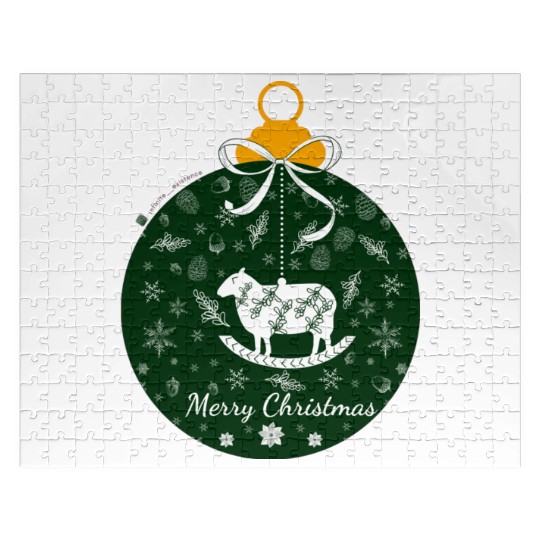Green Lamb Christmas Ornament Jigsaw Puzzles