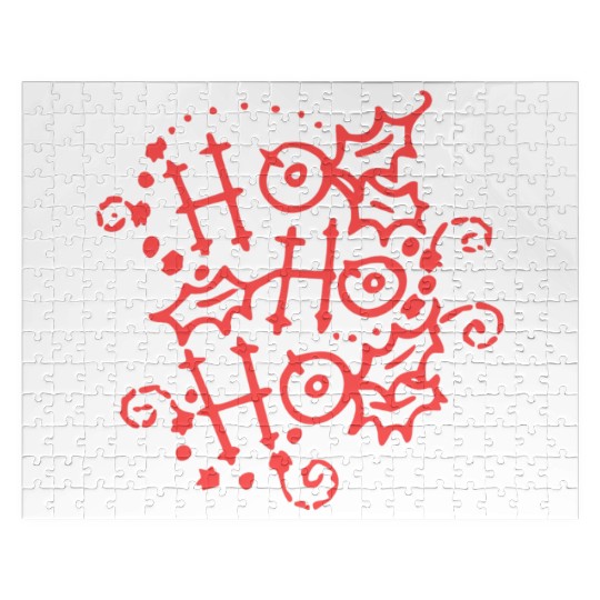 Christmas Typography Holly Ho Ho Ho Jigsaw Puzzles