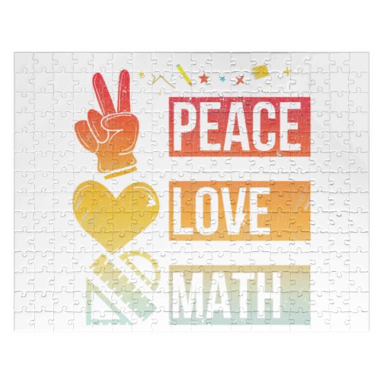 Math Teacher Peace Love Math Vintage Mathematic Jigsaw Puzzles