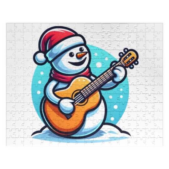 Xmas Music Instrument Design Snowman Guitar Jigsaw Puzzles