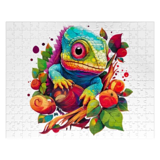 Cute Chameleon for Lizard Pet Lover Jigsaw Puzzles