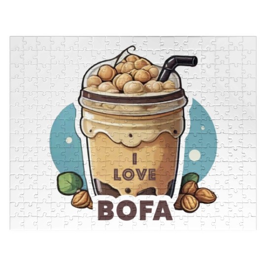 Hazelnut Boba Bubble Tea - I love Bofa Deez Nuts Jigsaw Puzzles