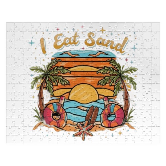 60s Psychedelic I Eat Sand and Sunrise Beach Jigsaw Puzzles