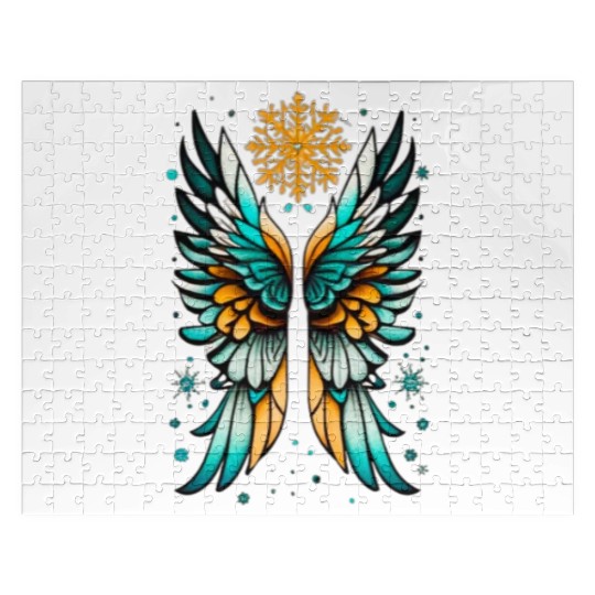 Angel Wings Embracing Snowflakes Jigsaw Puzzles