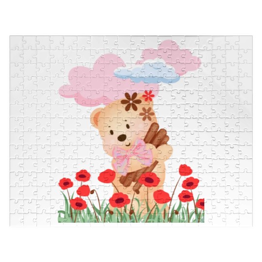 teddy bear and flowers Jigsaw Puzzles
