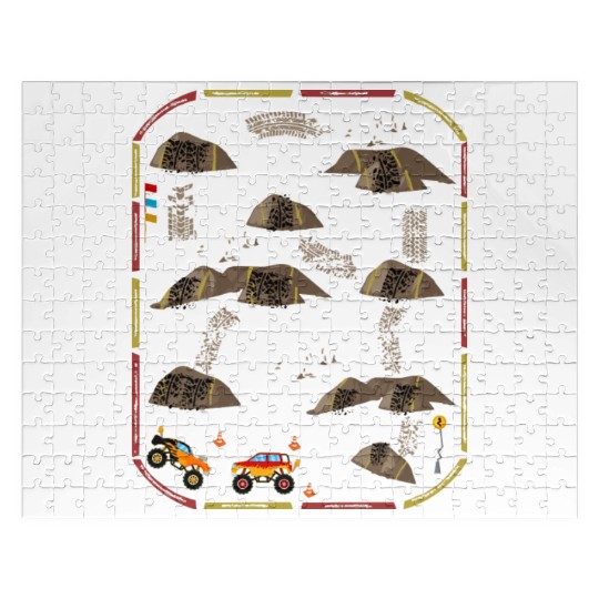 Lay Monster Trucks On Dad s Back Mat Road Car Race Jigsaw Puzzles