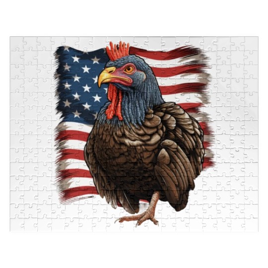 Funny thanksgiving turkey with USA flag Jigsaw Puzzles