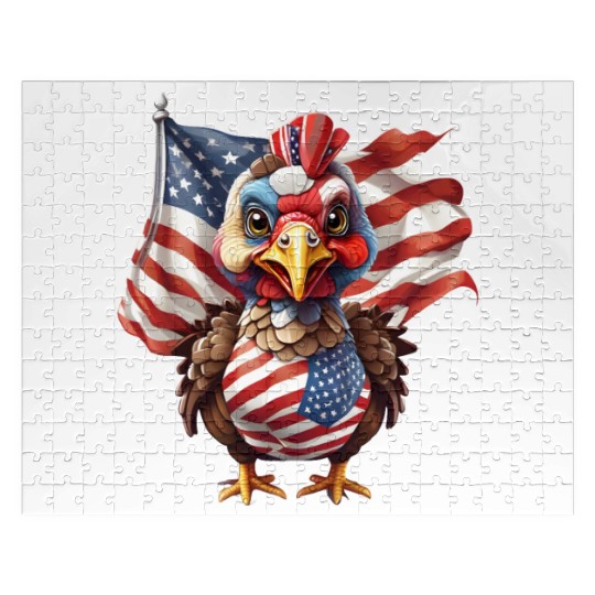 Thanksgiving Pride: Turkey Adorned with Flag Jigsaw Puzzles