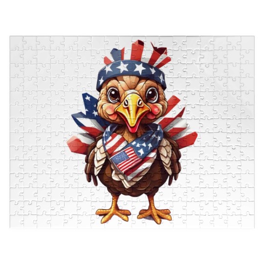 Feathered Patriot: Turkey in Stars & Stripes Jigsaw Puzzles