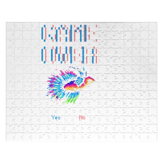 8 bit Arcade Retro Game Over Betta Fish Jigsaw Puzzles