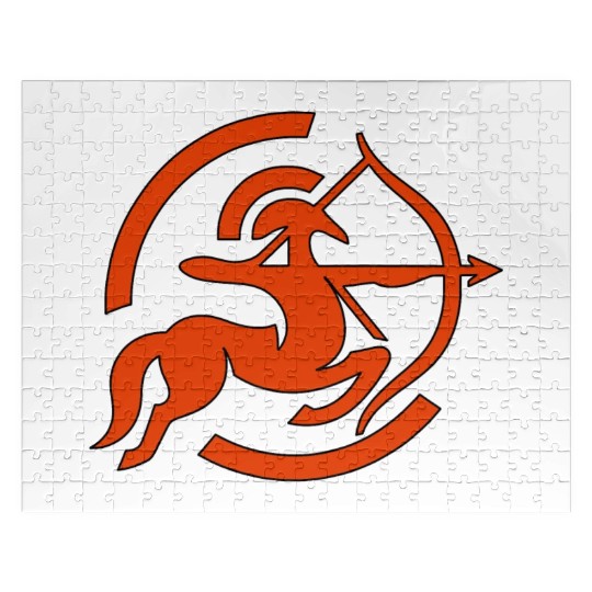 Zodiac Sagittarius Arc Icon Minimalistic In Red Jigsaw Puzzles