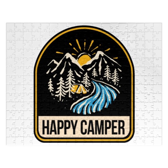 Happy Camper Camping Campfire Tent Jigsaw Puzzles