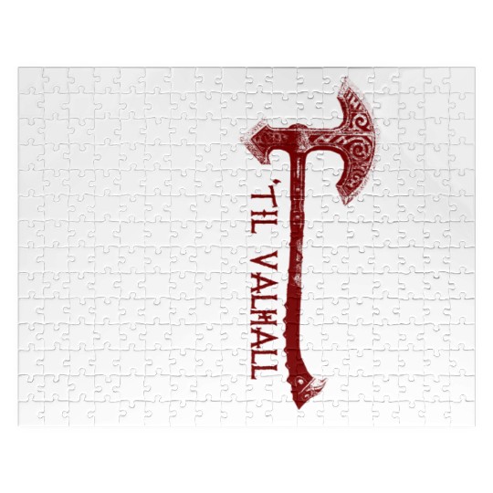 Vikings Axe Valhalla US Flag Jigsaw Puzzles Viking