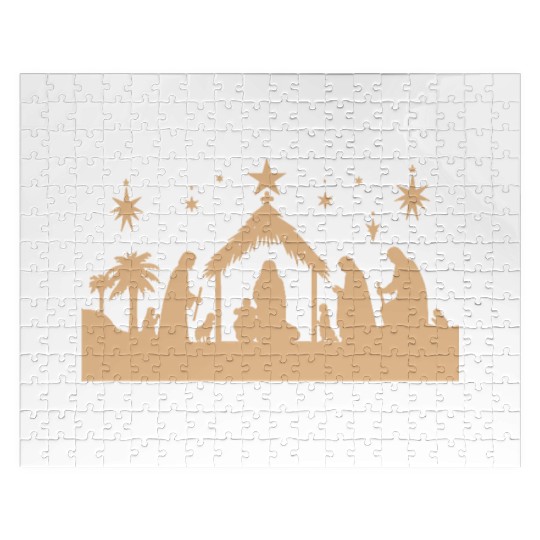 Nativity Scene with Mary Joseph Baby Jesus Jigsaw Puzzles