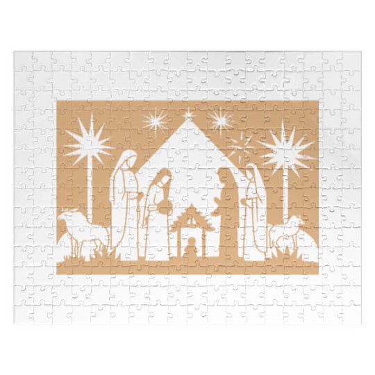 Nativity Scene with Mary Joseph Baby Jesus Jigsaw Puzzles