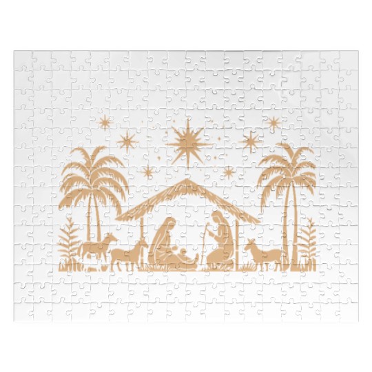 Nativity Scene with Mary Joseph Baby Jesus Jigsaw Puzzles