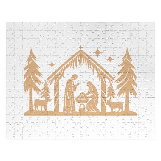 Nativity Scene with Mary Joseph Baby Jesus Jigsaw Puzzles