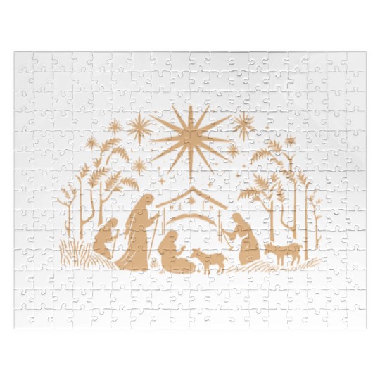 Nativity Scene with Mary Joseph Baby Jesus Jigsaw Puzzles