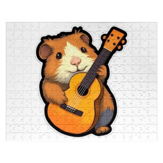Guinea Pig with Guitar for a Guinea pig owner Jigsaw Puzzles