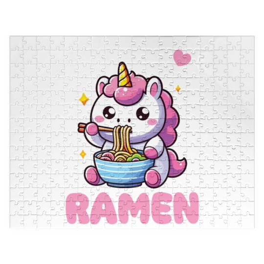 Cute Unicorn Eats Ramen Noodles Unicorns Ramen Jigsaw Puzzles