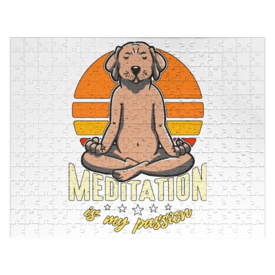 Meditation Is My Passion Yoga Relaxation Dog Lover Jigsaw Puzzles
