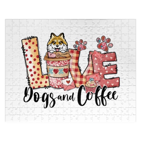 Pomeranian Dog Coffee Lover Dog Mom Valentines Da Jigsaw Puzzles