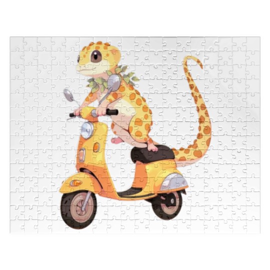 Leopard Gecko on Scooter Funny Lizard Biker Moped Jigsaw Puzzles