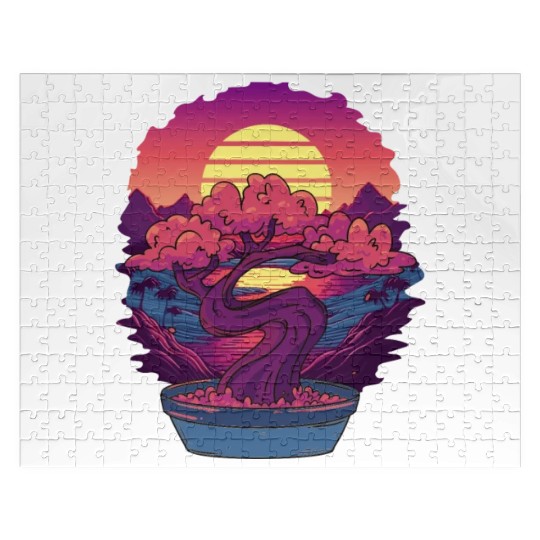 Bonsai Tree and The Rising Sun In Japan Design T-S Jigsaw Puzzles