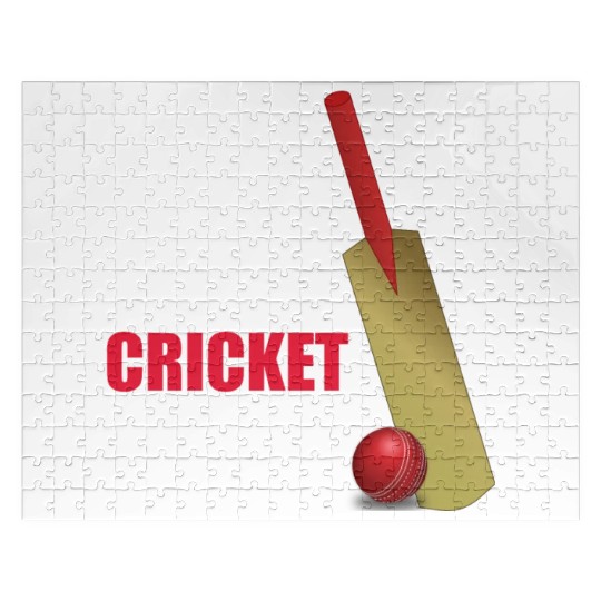 Eat Sleep Cricket Repeat Red and White Text Jigsaw Puzzles